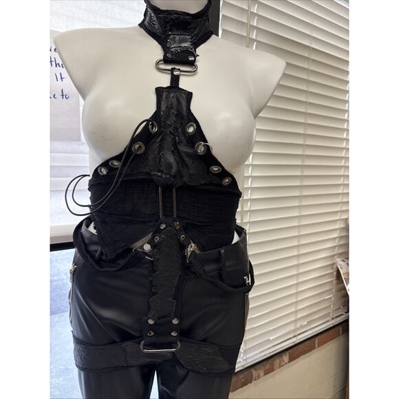 Unbranded Tops - Dystopian Y2K Distressed Rave Top, Black, One Size